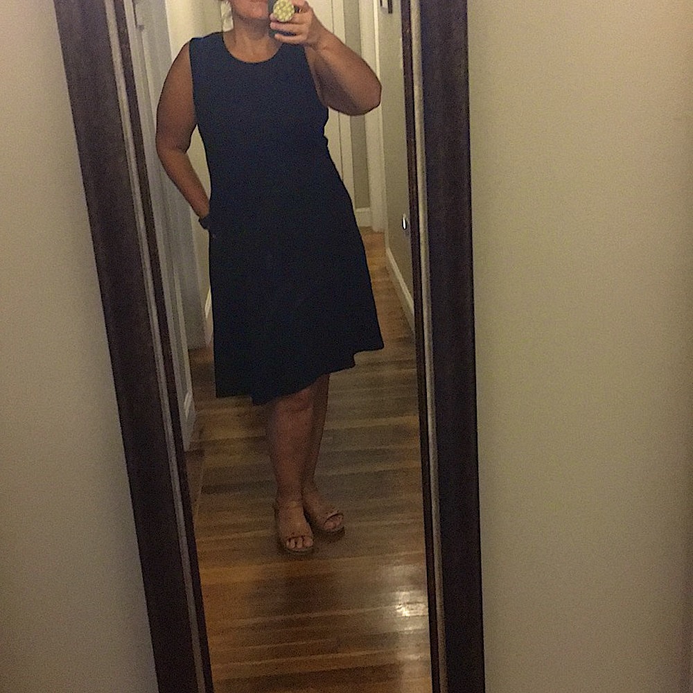 Dalia, black seamed jersey cotton tank dress